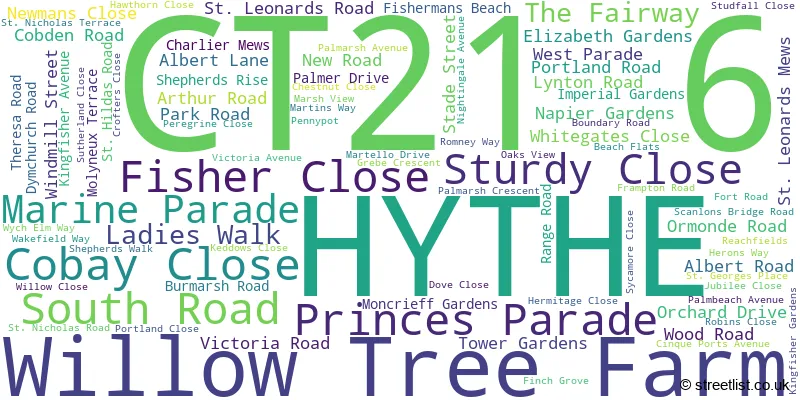 A word cloud for the CT21 6 postcode